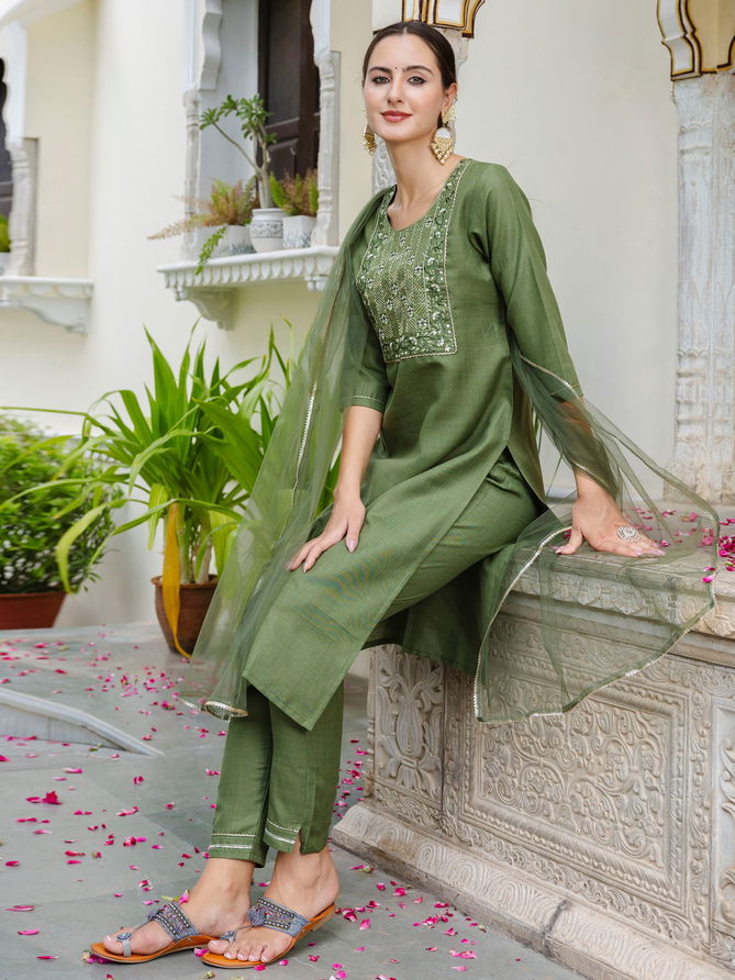 Aadhya Cotton Embroidery Kurti With Bottom Dupatta Wholesale Price In Surat